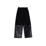 fake leather switching pants