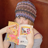 wave pattern beanie purple