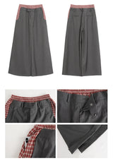 Check Detail Wide Slacks Pants