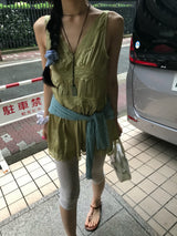 Dear. Antique Satin Lace Slip Mini Dress
