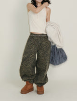 (Leopard Item) Kiya leopard printed balloon-fit wide pants