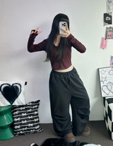 ツーピンタックパラシュートワイドパンツ 🤍🩶🖤4COLOR
