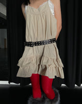 double eyelet leather belt