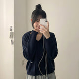 Flow Flower Punched Hooded Knitted Cardigan