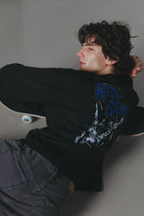 ブラックヴィンテージロックレイヤードTシャツ