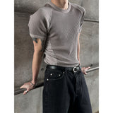 [MUSCLE FIT] Pigment mesh golgi half knit t-shirts(4color)