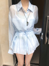 Back Note Back Strap Oversized Long Sleeve Shirt