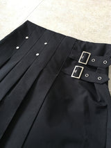 Buckle pleats midi skirt
