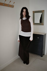 Corduroy maxi skirt, Dark brown