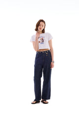RABBIT CAT CROP T-SHIRT