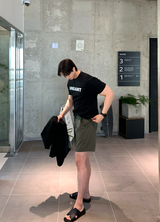 Aubre Unstint Lettering Muscle Fit Short Sleeve
