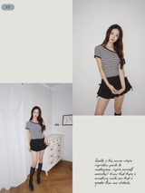Edge Unbalanced Shoulder Stripe Short Sleeve T-Shirt