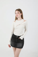 レイヤードツイストTシャツノースリーブセット Beige