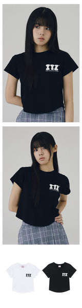 ITZ MINI LOGO CROP T SHIRT - BLACK