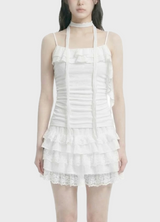 Lynn Choker Frill Shirring Slim Top