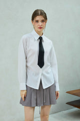 LOWELL SLIM FIT STRIPE SHIRRLING SHIRT / WHITE