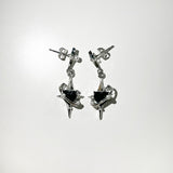 Cubic heart planet Earring [black]
