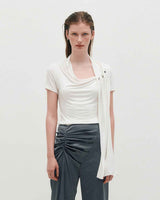Cowl Neck Scarf T-Shirt _ WHITE