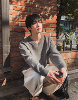 [wool80%] Cop Wool Layered V-Neck Knit