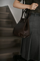 HANDLE BAG DARK BROWN