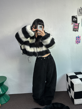 CURLY STRIPE INSIDE PADDING JACKET 🖤🤍