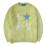 So What Hairy Knit Sweater Light Green