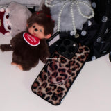 [glass] leopard fur case - brown