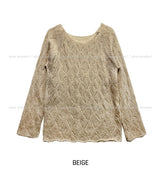 Bubble Punching Boat Neck Loose Fit Knit