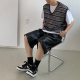 Net see-through dangara v neck knit vest 2C