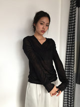 ヘアリングシアーボタンロングスリーブ (3color)