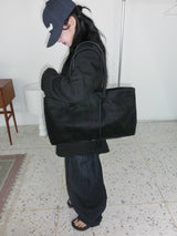 Suede Big Shoulder Tote Baguette Bag