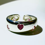 Bold pink heart cubic ring