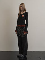 CHECK FRILL TOP