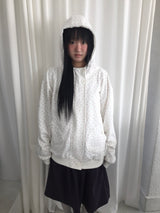 button flower hood zip-up