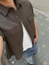 Cotton western cropped shirt jacket