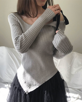 [ special ] aura black ribbon one - shoulder NT TOP