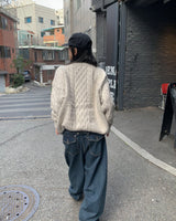Back button mega denim pants
