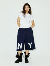 NY アップリケカプリパンツ NAVY