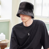 VA Stud Over Dying Denim Drop Bucket Hat / Black