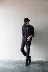 Hierarchy Studios - ブラックワイドロゴオーバーサイズTシャツ