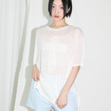 Lace Cross Half T-shirt - IVORY
