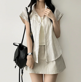 Bronze stripe roll-up short sleeve shirt
