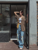 ミューズワイドダメージデニムパンツ