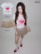 flower frill cancan banding mini skirt