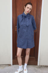 ストレッチチェックジャンプスーツ_NAVY