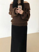 Candle off-shoulder knitwear (3 colors)