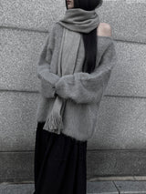 overfit mohair lips-neck knit (2color)