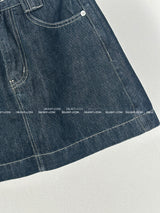 a raw paper stitch jean skirt
