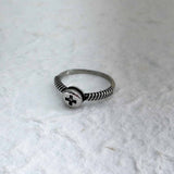 Retro Threaded Cross Ring