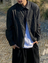 ブラックデニムストリングシャツ